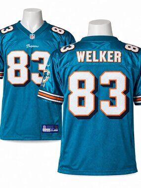 VTG Reebok On Field Jersey Miami Dolphins Wes Welker #83 NFL Teal Aqua XL RARE